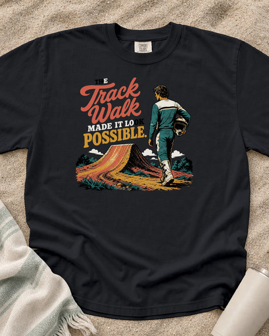 Graphite Comfort Colors 1717 tee with The Track Walk Made It Look Possible graphic.