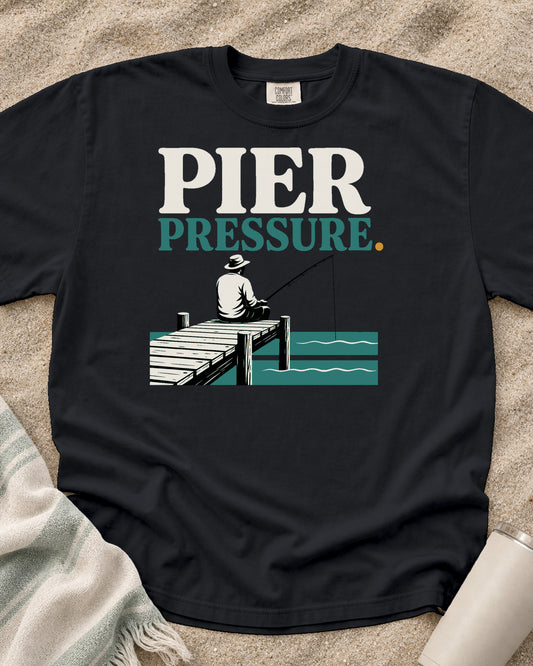 Graphite Comfort Colors 1717 tee with Pier Pressure graphic.