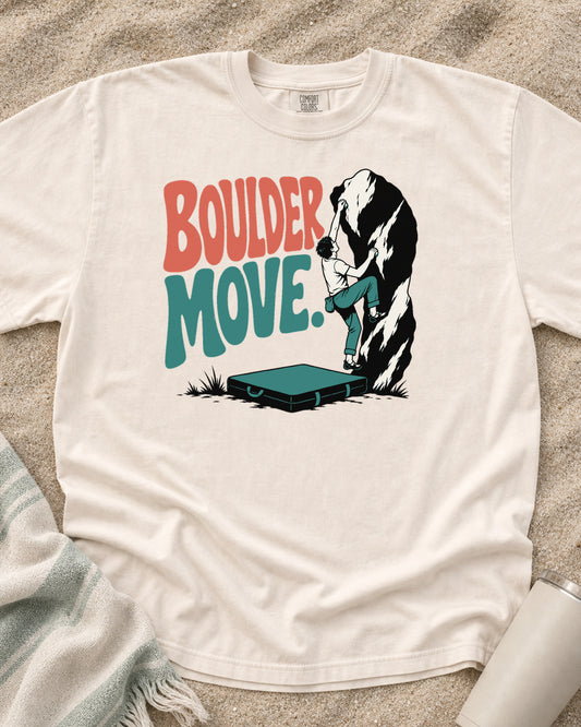 Ivory Comfort Colors 1717 tee with Boulder Move graphic.