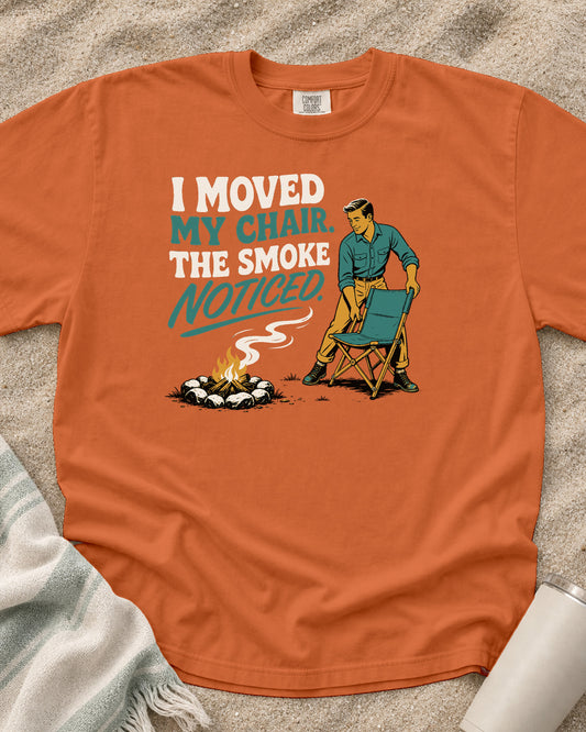 Burnt Orange Comfort Colors 1717 tee with The Smoke Noticed graphic.