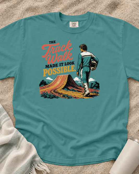 Seafoam Comfort Colors 1717 tee with The Track Walk Made It Look Possible graphic.