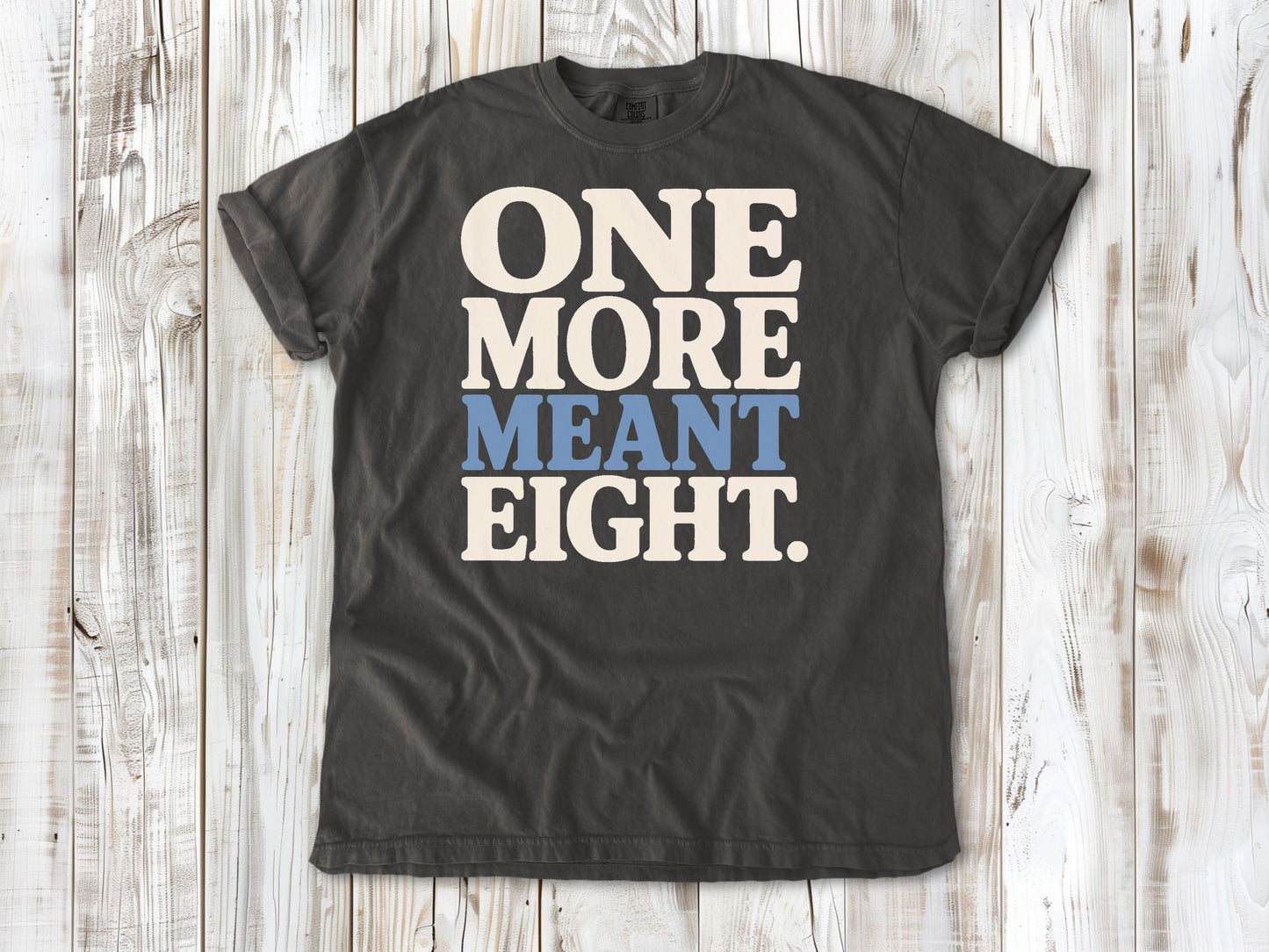 Pepper garment-dyed tee with One More Meant Eight Pilates studio graphic.