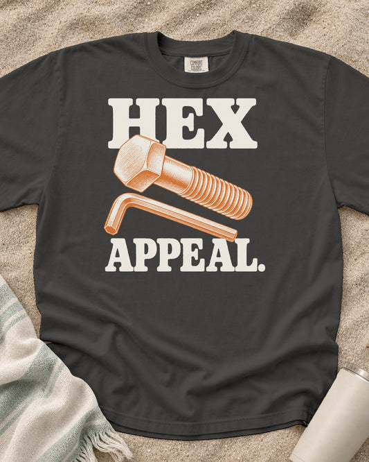 Pepper Comfort Colors 1717 tee with Hex Appeal graphic.